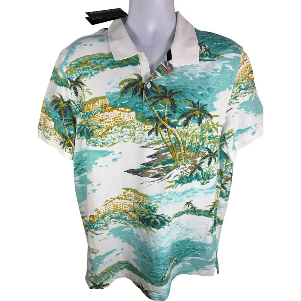 Banana Republic Tropical Resort Polo White Green Size XL New With Tags